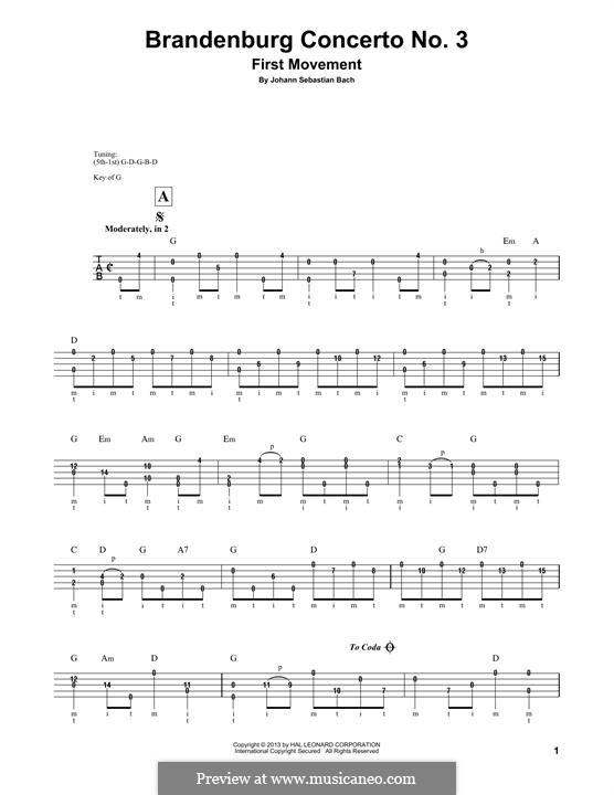 Movement I: For banjo by Johann Sebastian Bach