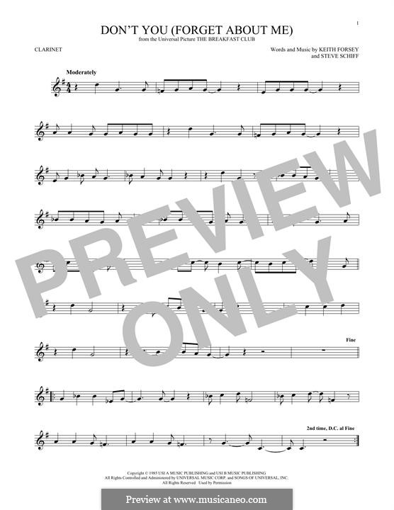 Don't You (Forget About Me): For clarinet by Keith Forsey, Steve Schiff