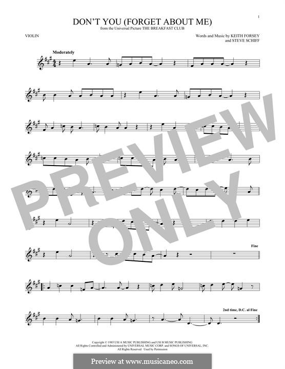 Don't You (Forget About Me): For violin by Keith Forsey, Steve Schiff