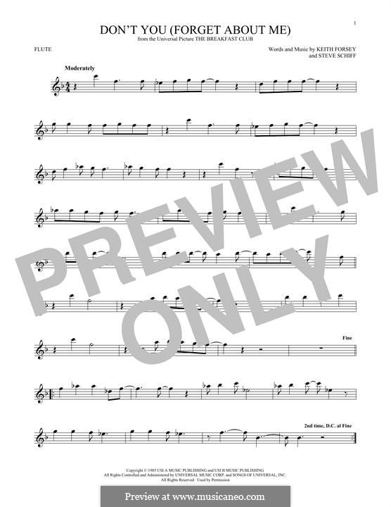 Don't You (Forget About Me): For flute by Keith Forsey, Steve Schiff