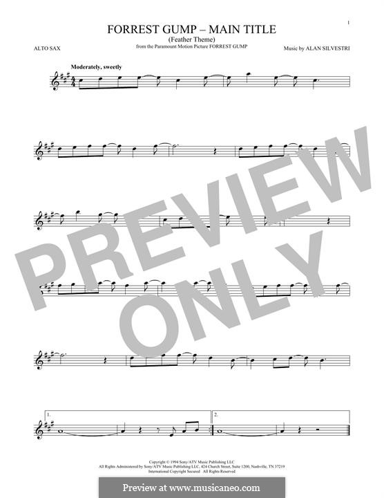 Forrest Gump Suite (Theme): For alto saxophone by Alan Silvestri