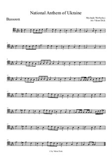 Shche Ne Vmerla Ukraina (Ukrainian National Anthem): For bassoon by Mikhail Verbytskyi