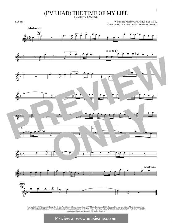(I've Had) The Time of My Life (from Dirty Dancing): For flute by Donald Markowitz, Franke Previte, John DeNicola