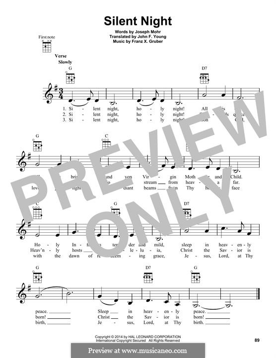 Solo instrument version (various): For ukulele by Franz Xaver Gruber