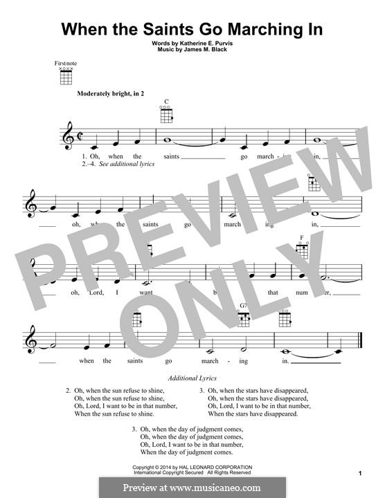 When the Saints Go Marching In: For ukulele by James Milton Black