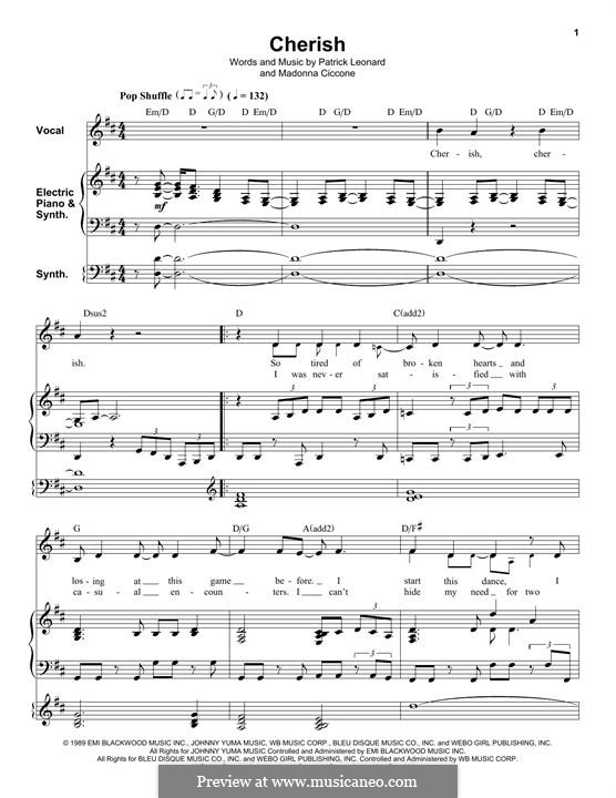 Cherish (Madonna): For voice and piano by Patrick Leonard