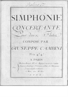 Symphonies Concertantes: First Suite, No.3 for two flutes and orchestra by Giuseppe Maria Cambini