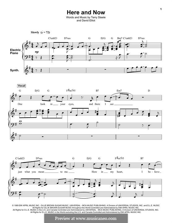 Here and Now (Luther Vandross): For voice and electric piano by David Elliot, Terry Steele
