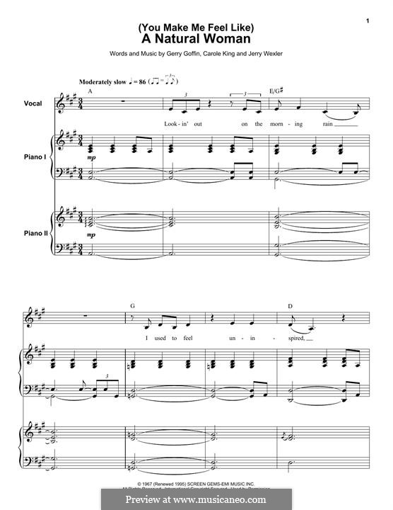 (You Make Me Feel Like) A Natural Woman (Aretha Franklin): For voice and piano by Carole King, Gerry Goffin, Jerry Wexler
