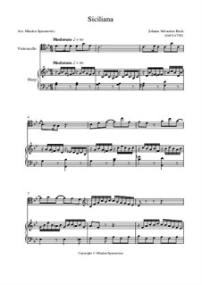 Sonata for Violin No.1 in G Minor, BWV 1001: Movement III (Siciliano), for cello and harp by Johann Sebastian Bach