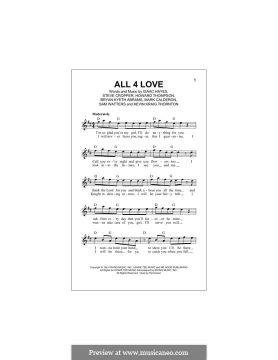 All 4 Love (Color Me Badd): Melody line by Howard Thompson, Isaac Hayes, Steve Cropper