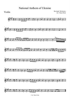 Shche Ne Vmerla Ukraina (Ukrainian National Anthem): For violin by Mikhail Verbytskyi