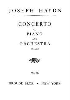 Concerto for Piano and Orchestra No.11 in D Major, Hob.XVIII/11: Full score by Joseph Haydn