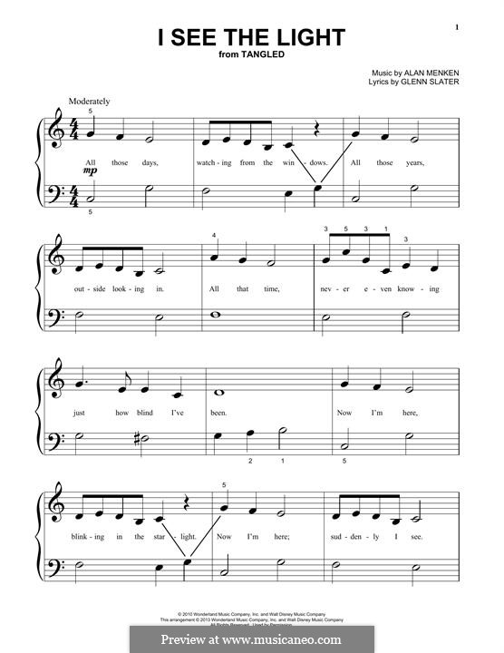 I See The Light (from Tangled): For piano by Alan Menken