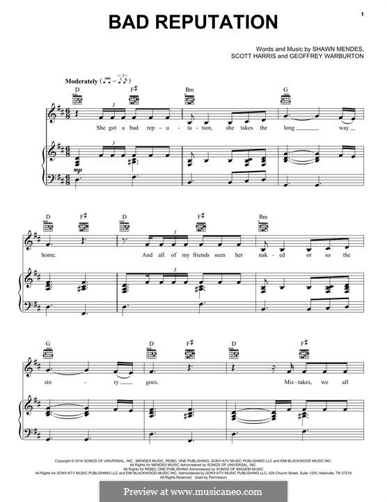 Bad Reputation By S Harris S Mendes G Warburton On Musicaneo