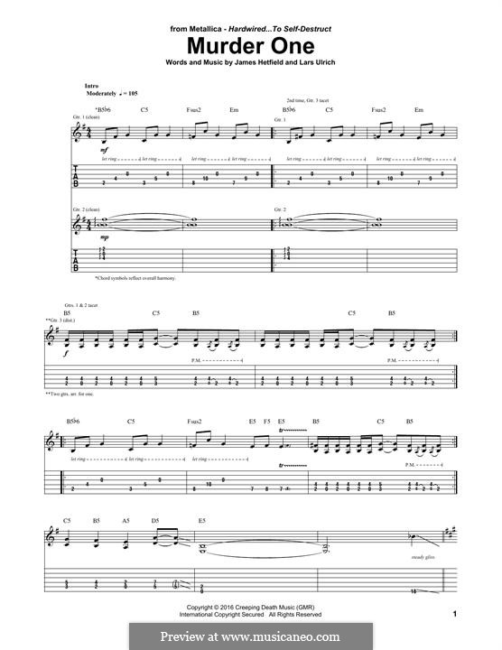 Murder One (Metallica): For guitar with tab by James Hetfield, Lars Ulrich