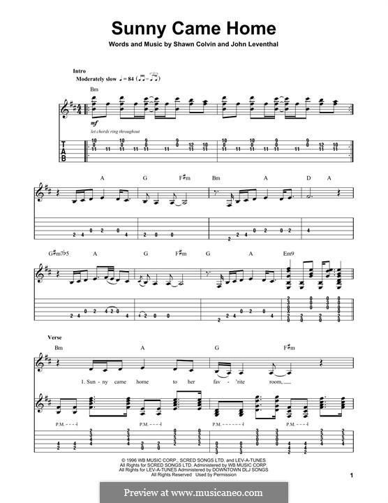 Sunny Came Home: For guitar with tab by John Leventhal, Shawn Colvin