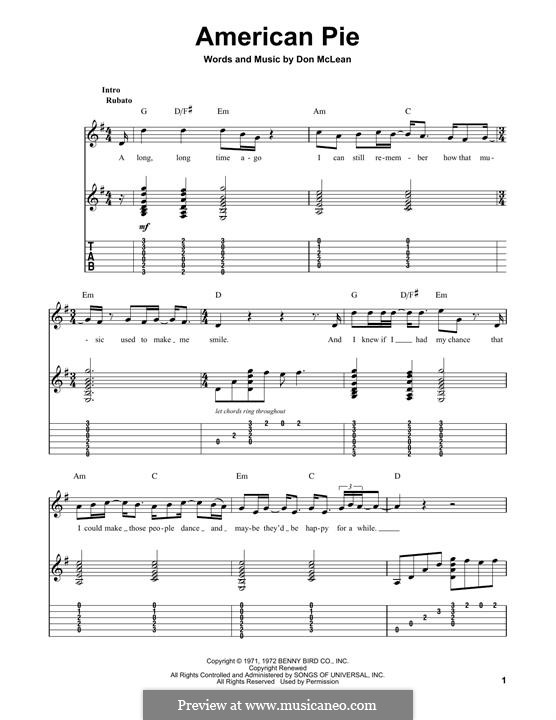 American Pie (Madonna): For guitar with tab by Don McLean