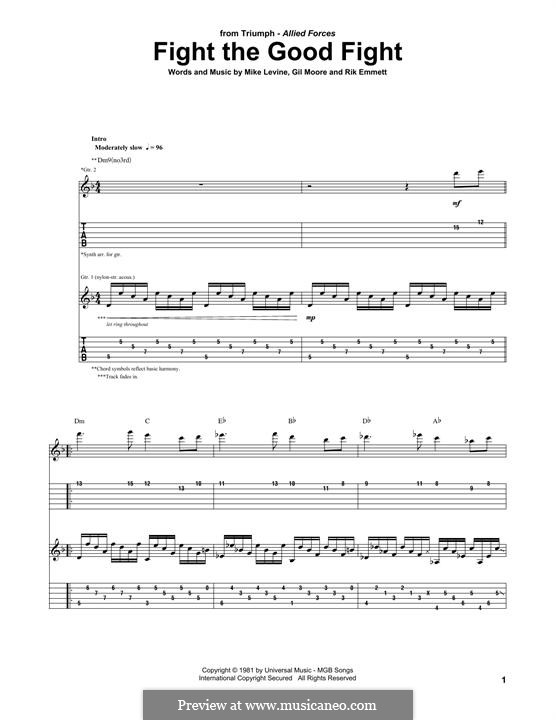Fight the Good Fight (Triumph): For guitar with tab by Gil Moore, Mike Levine, Rik Emmett