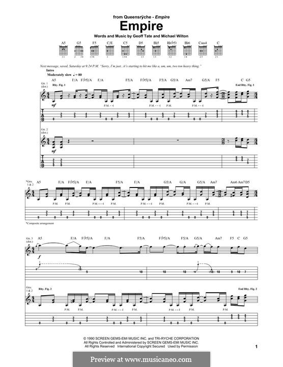 Empire (Queensryche): For guitar with tab by Geoff Tate, Michael Wilton