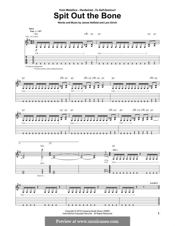 Spit Out the Bone (Metallica): For guitar with tab by James Hetfield, Lars Ulrich