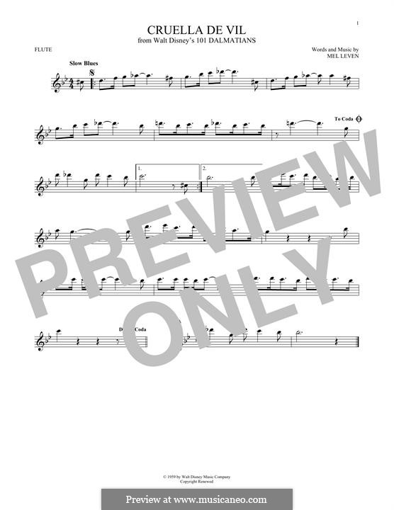 Cruella de Vil (from 101 Dalmatians): For flute by Mel Leven