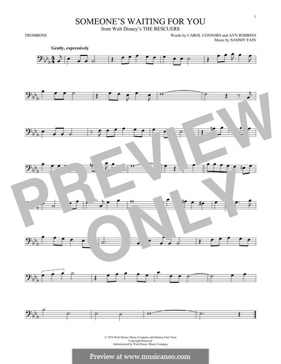 Someone's Waiting for You (from Disney's The Rescuers): For trombone by Sammy Fain