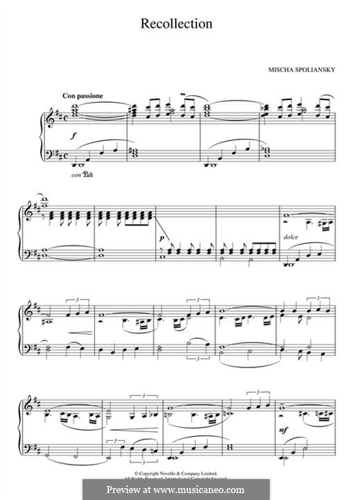 Recollection: For piano by Mischa Spoliansky