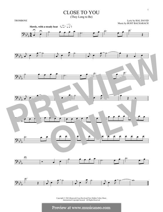 Close to You (They Long to be) by B. Bacharach - sheet music