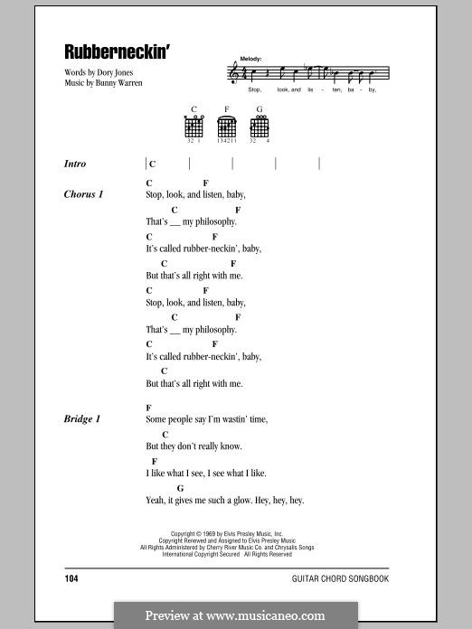 Rubberneckin' (Elvis Presley): Lyrics and chords by Bunny Warren