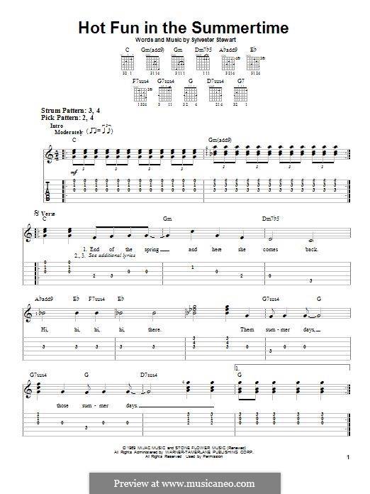 Hot Fun in the Summertime (Sly and The Family Stone): For guitar with tab by Sylvester Stewart