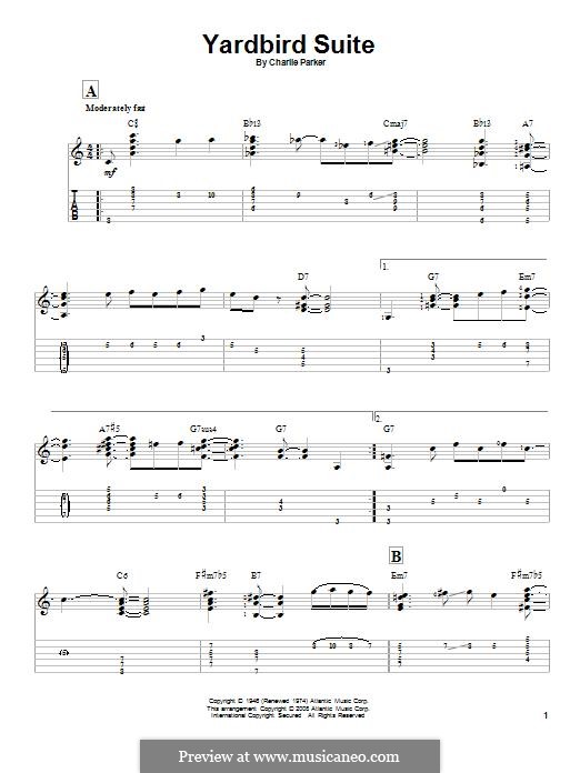 Yardbird Suite: For guitar with tab by Charlie Parker