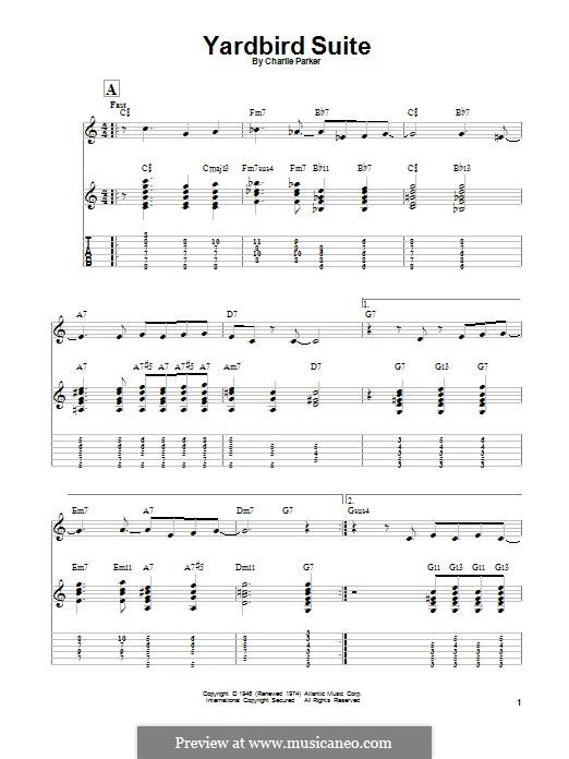 Yardbird Suite: For guitar with tab by Charlie Parker