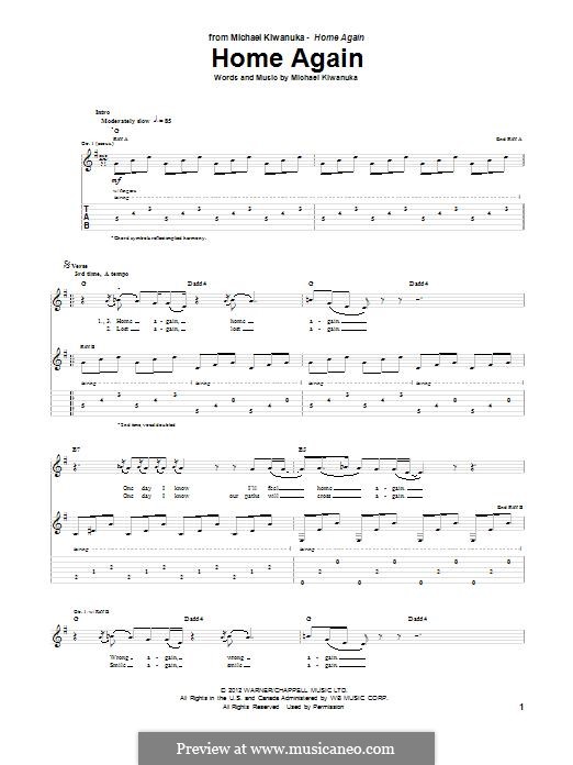 Home Again: For guitar with tab by Michael Kiwanuka, James Christopher Needle