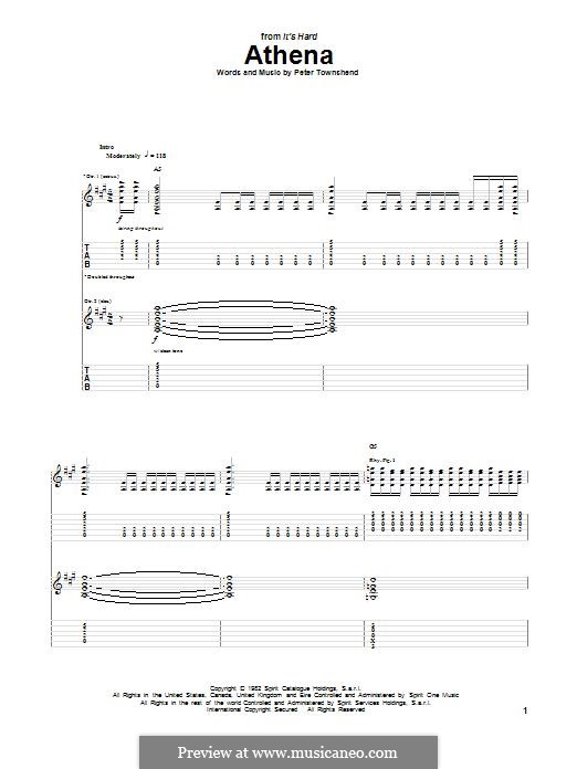 Athena (The Who): For guitar with tab by Peter Townshend