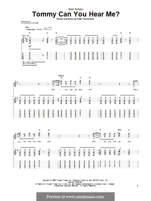 Tommy Can You Hear Me (The Who): For guitar with tab by Peter Townshend