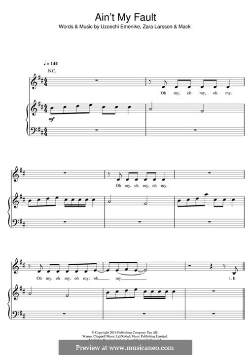 Ain't My Fault by U. Emenike, Z. Larsson - sheet music on MusicaNeo