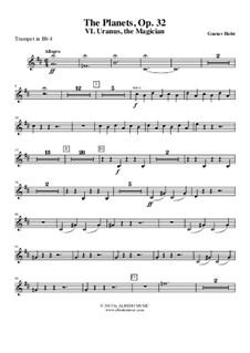 Uranus, the Magician: Trumpet in Bb 4 (transposed part) by Gustav Holst