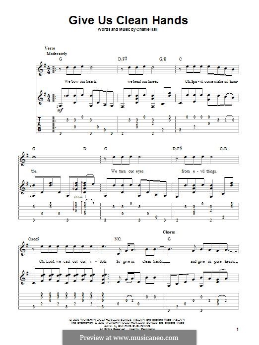 Give Us Clean Hands: For guitar with tab by Charlie Hall