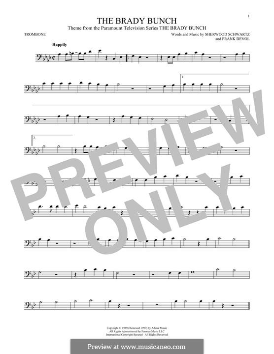 The Brady Bunch: For trombone by Frank Devol