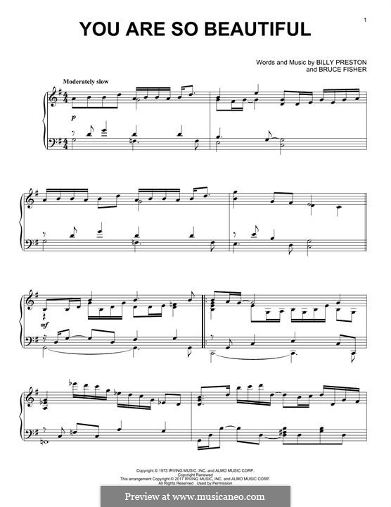 You Are So Beautiful (Joe Cocker): For piano by Billy Preston, Bruce Fisher