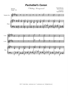 Chamber version: For saxophone quartet and piano by Johann Pachelbel