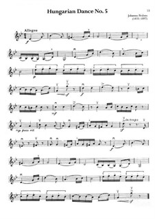 Dance No.5 in F Sharp Minor: Violin solo part (G Minor) by Johannes Brahms