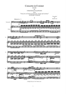 Concerto for Flute and Piano in E Minor, RV 484: Version for violoncello and piano by Antonio Vivaldi