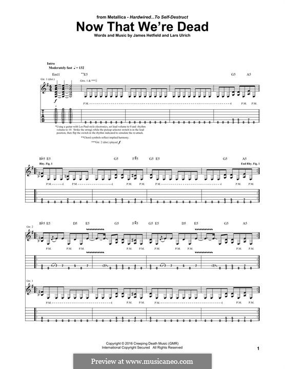 Now That We're Dead (Metallica): For guitar with tab by James Hetfield, Lars Ulrich