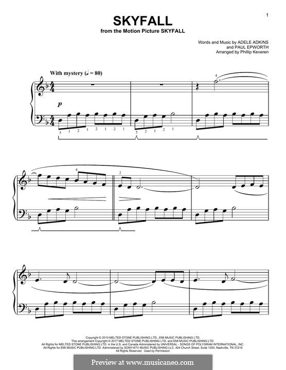 Piano version: For a single performer by Adele, Paul Epworth