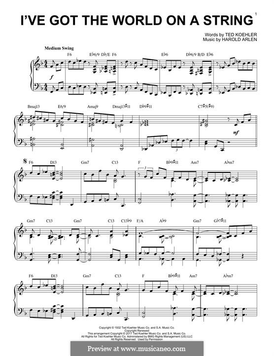 I've Got the World on a String: For piano by Harold Arlen