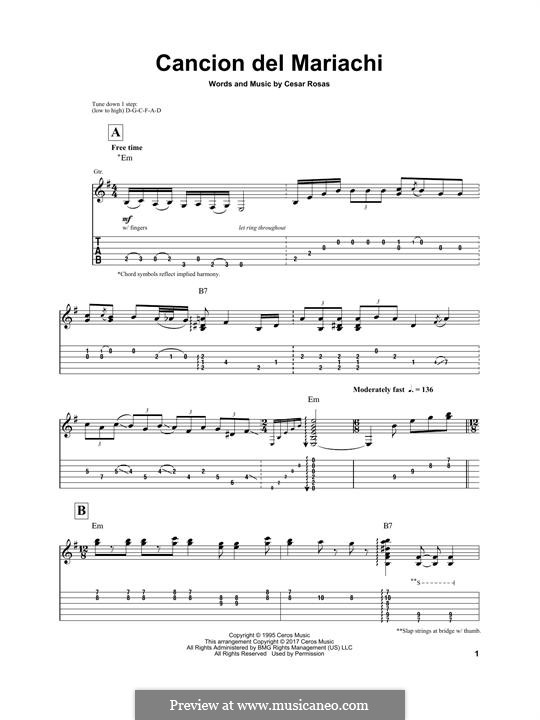Cancion del Mariachi: For guitar with tab by Cesar Rosas