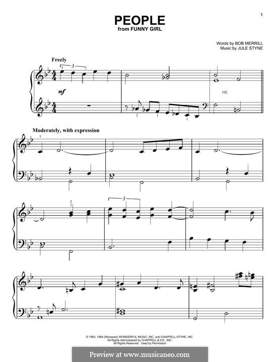 People from Funny Girl (Barbra Streisand): For piano by Jule Styne