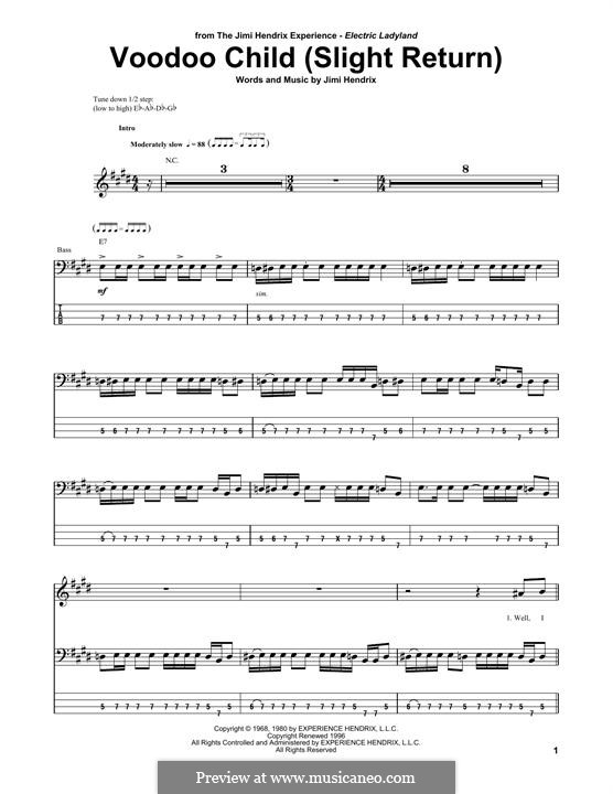 Voodoo Child (Slight Return): For bass guitar with tab by Jimi Hendrix